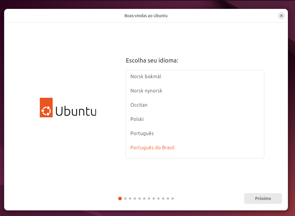 ubuntu selecionar idioma
